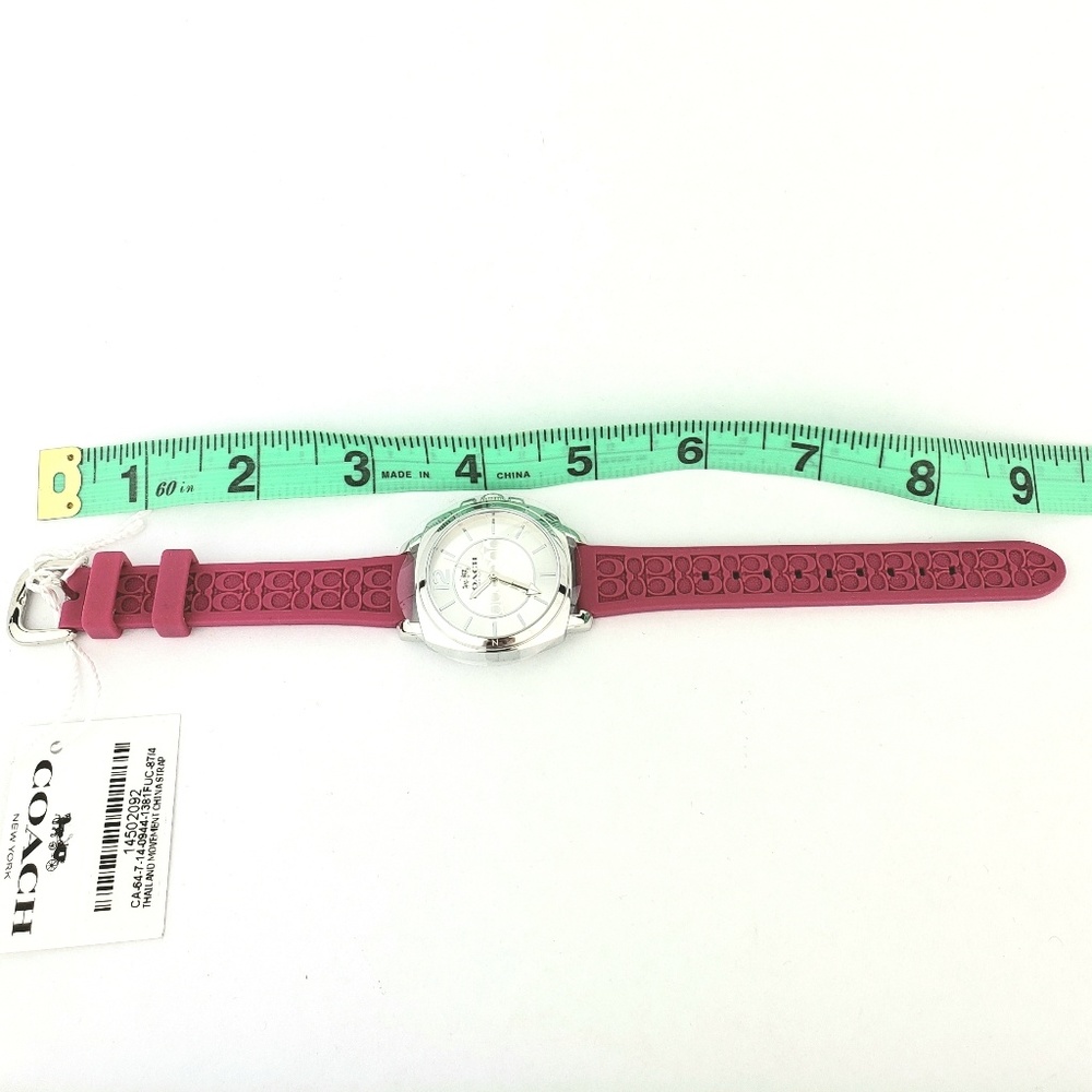 Coach Womens Boyfriend Fuchsia Logo-Embossed Watch - Picture 8 of 8